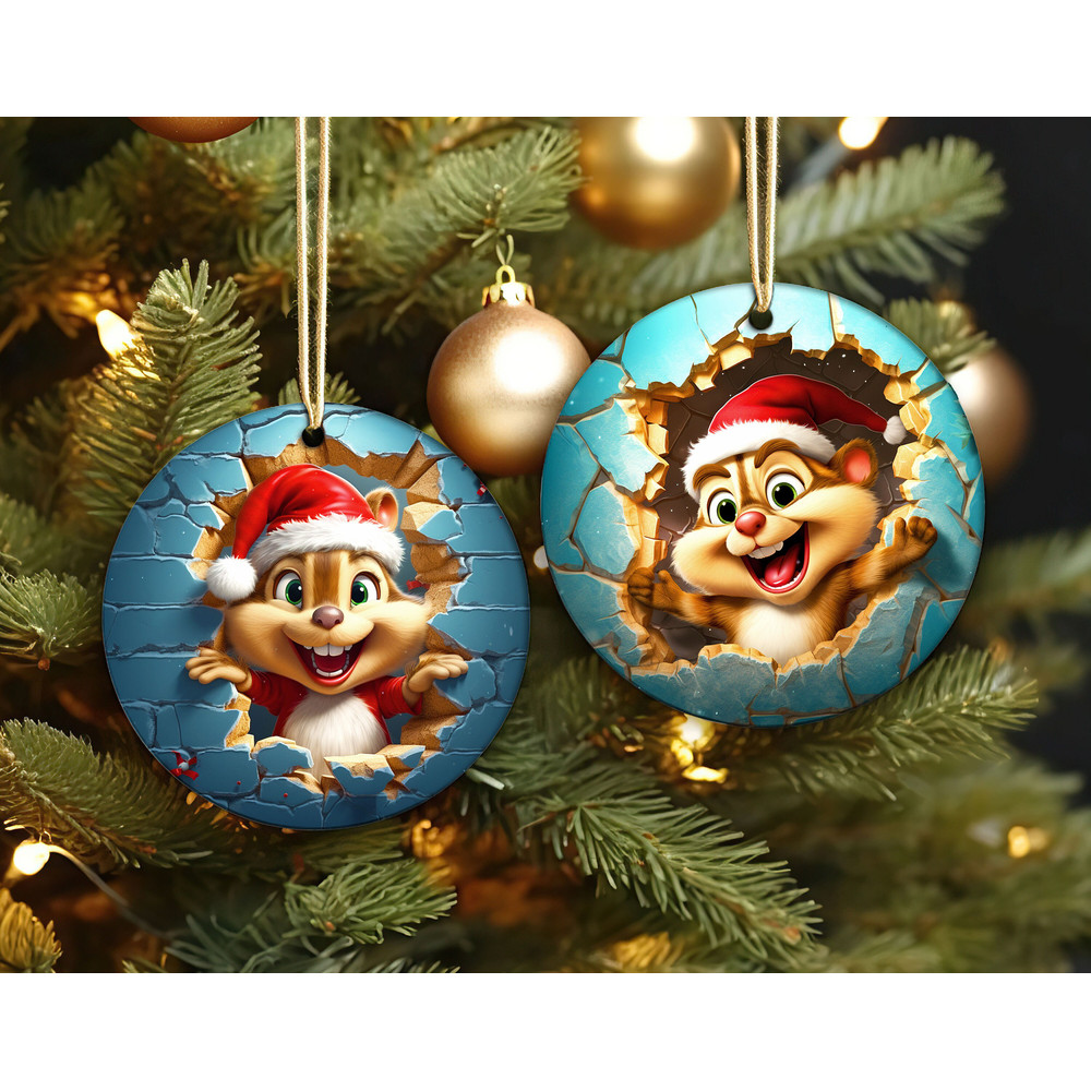 3D Chip and Dale Break Through Christmas Ornament, Disneyland Ceramic Ornament, Christmas Tree Ornaments, Christmas Gift.jpg