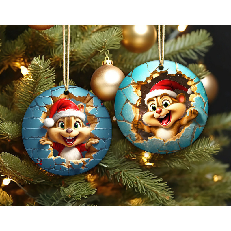 3D Chip and Dale Break Through Christmas Ornament, Disneyland Ceramic Ornament, Christmas Tree Ornaments, Christmas Gift.jpg