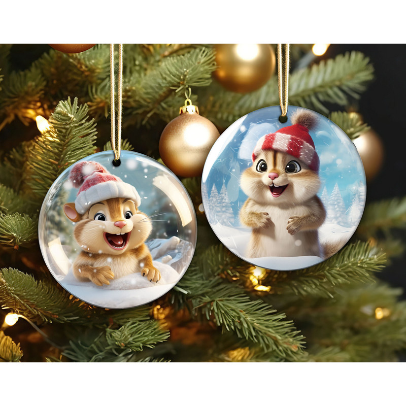 3D Chip and Dale Snow Globe Christmas Ornament, Disney Ceramic Ornament, Kid Christmas Ornament, Christmas Gift.jpg