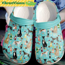 greyhound dog with wine cartoon crocs