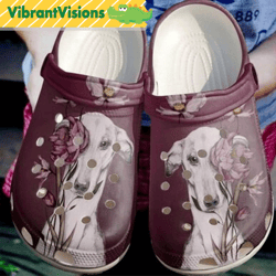 greyhound flowers just a girl dog crocs