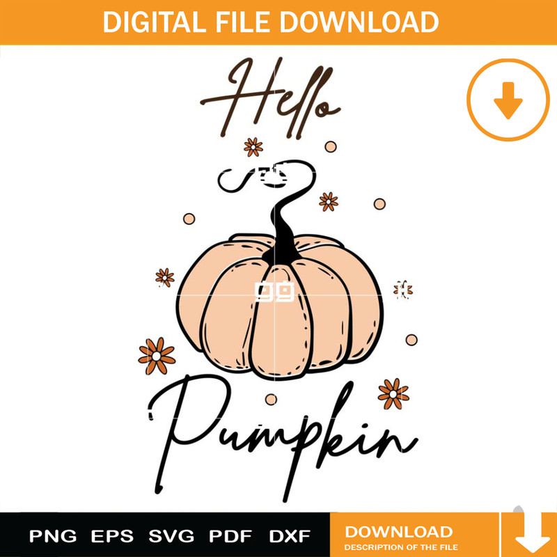Hello Pumpkin SVG, Thankgiving SVG, Fall Retro SVG.jpg