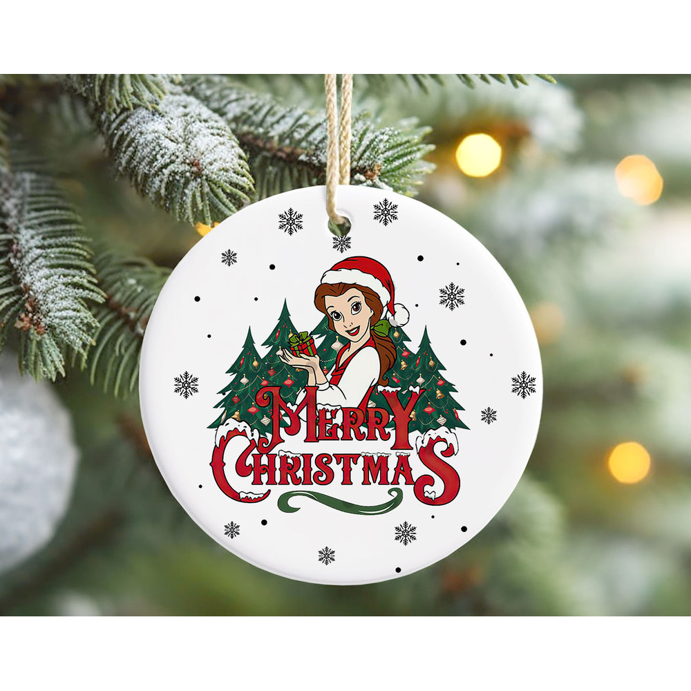 Belle Christmas Ornament, Merry Christmas Beauty and the Beast Ornaments, Disney Christmas Gift.jpg