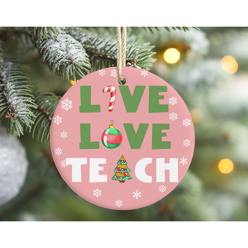 Candy Cane Live Love Teach Christmas Ornament, Personalized Teacher Christmas Gift, Classroom Decor, Thank You Teacher Gift.jpg