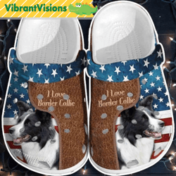 love border collie usa flag dog crocs shoes