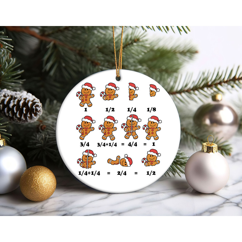 Christmas Math Teacher Ornament, Mathematic Gift, Santa Hat Gingerbread Christmas Tree Decor, School Christmas Ornament.jpg