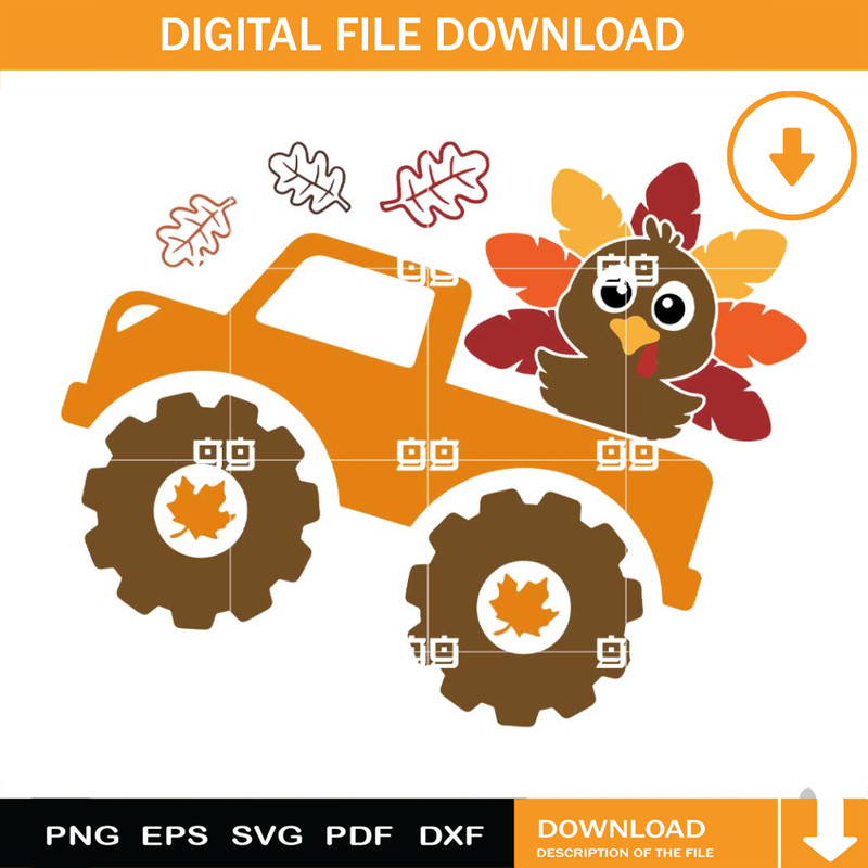 Turkey Monster Truck SVG, Happy Thanksgiving SVG.jpg