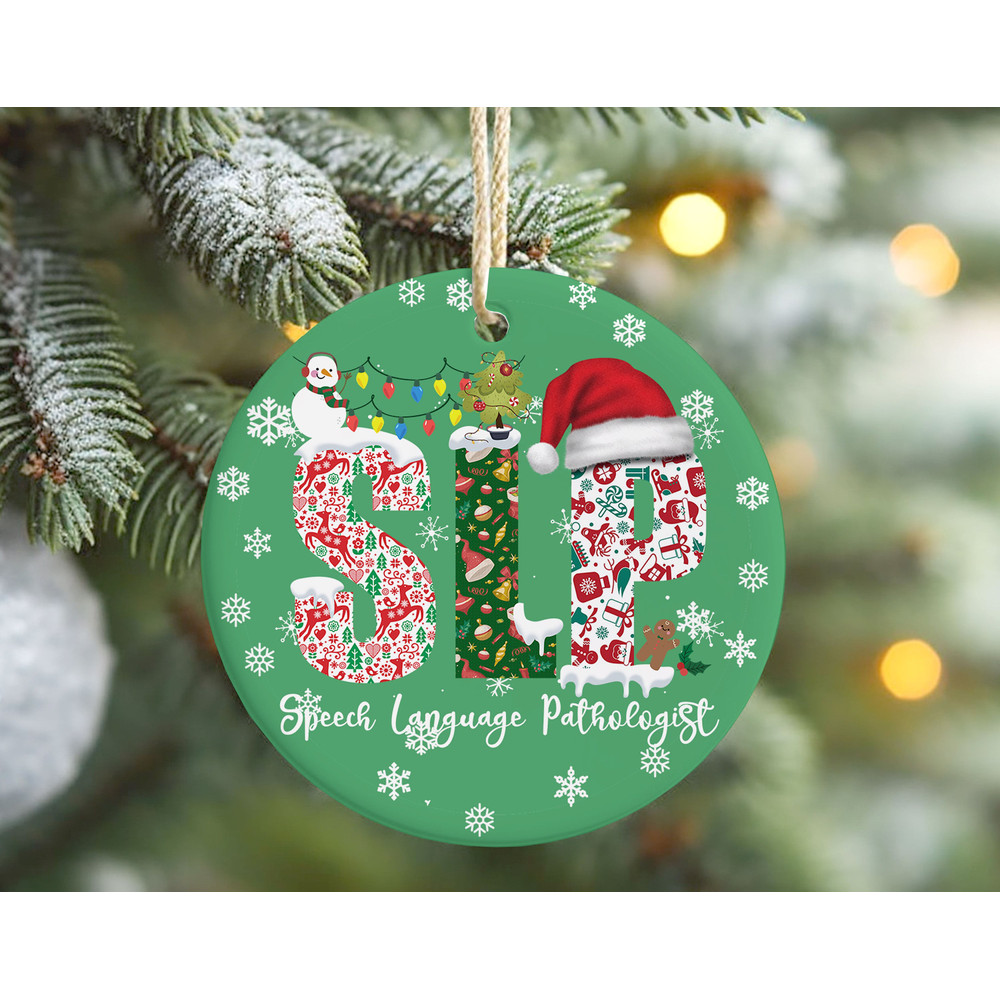 Christmas Speech Language Pathologist Ornament, Speech Teacher Classroom Decor, Secret Christmas Gift for SLP.jpg