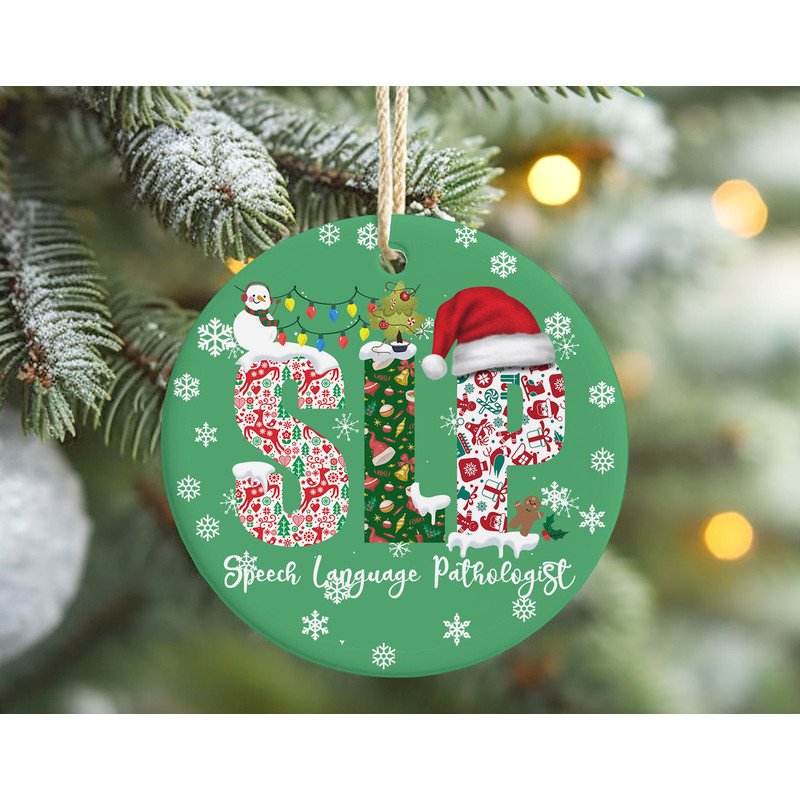 Christmas Speech Language Pathologist Ornament, Speech Teacher Classroom Decor, Secret Christmas Gift for SLP.jpg