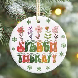 christmas speech therapy ornament, one merry slp gift, sped teacher xmas tree decor