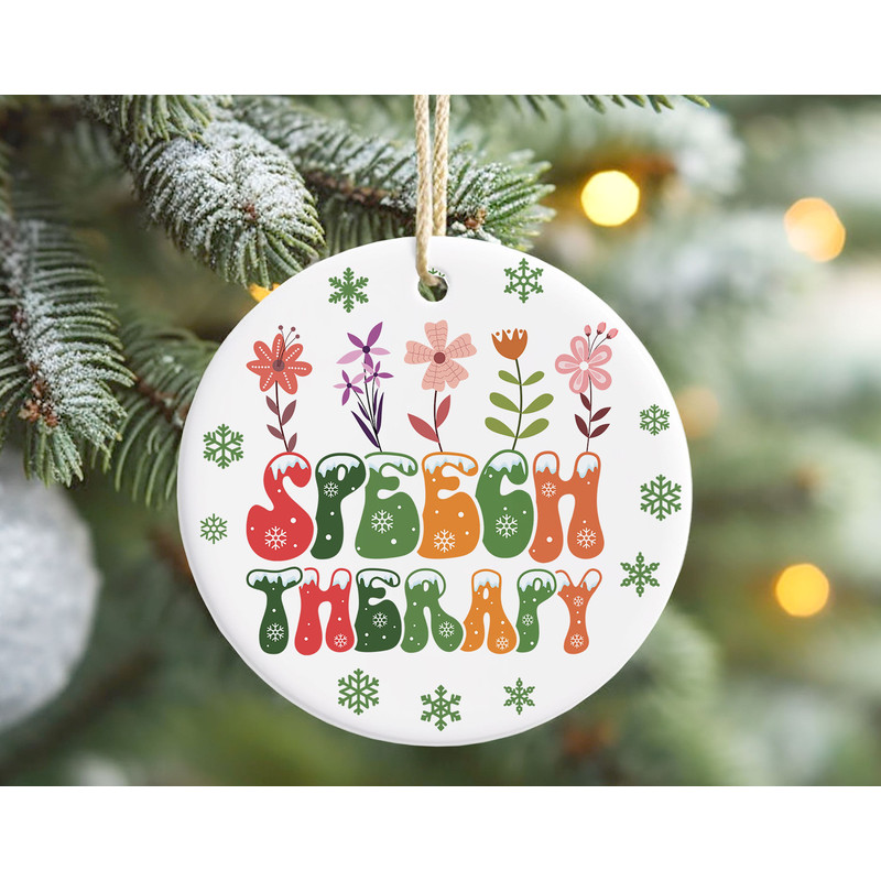 Christmas Speech Therapy Ornament, One Merry SLP Gift, Sped Teacher Xmas Tree Decor, Dual Language Teacher Gift.jpg