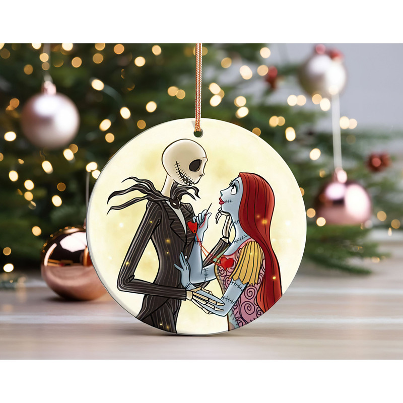 Couple Skeleton Christmas Ornament, Spooky Mr and Mrs Ceramic Ornament, Jack Sally Nightmare Before Christmas Tree Decor.jpg