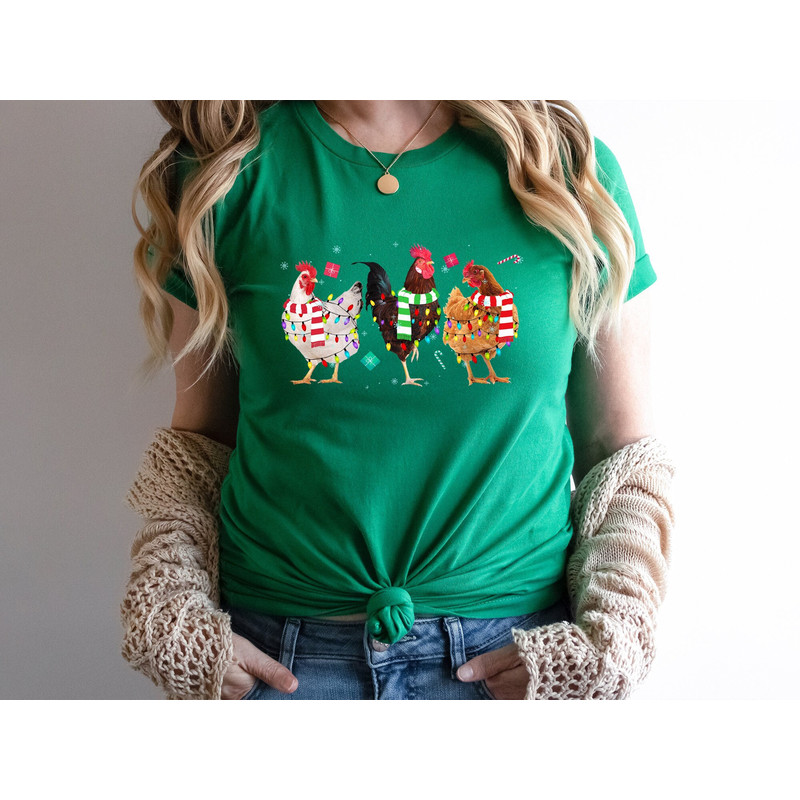 Christmas Chickens Shirt, Christmas Farm Sweatshirt, Chicken Lover Xmas Gift, Christmas Chickens Gift, Farm Animal Sweatshirt For Women 1.jpg