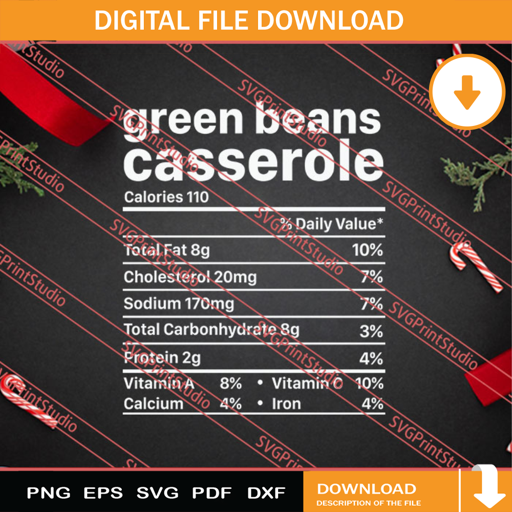 Green Beans Casserole Thanksgiving SVG PNG EPS DXF Silhouette Cut Files.jpg