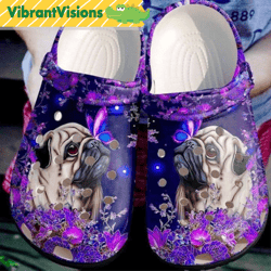 pug dog purple flower animal crocs