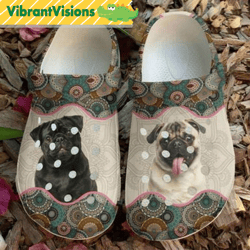 pug puppies bohemian mandala pattern dog in crocs