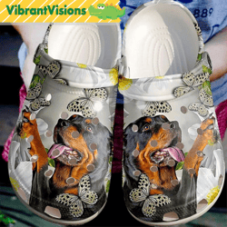 rottweiler butterfly crocs clogs