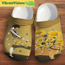 sunflower girl with her dachshund pet cute croc sunflower croc for women crocs clog shoes