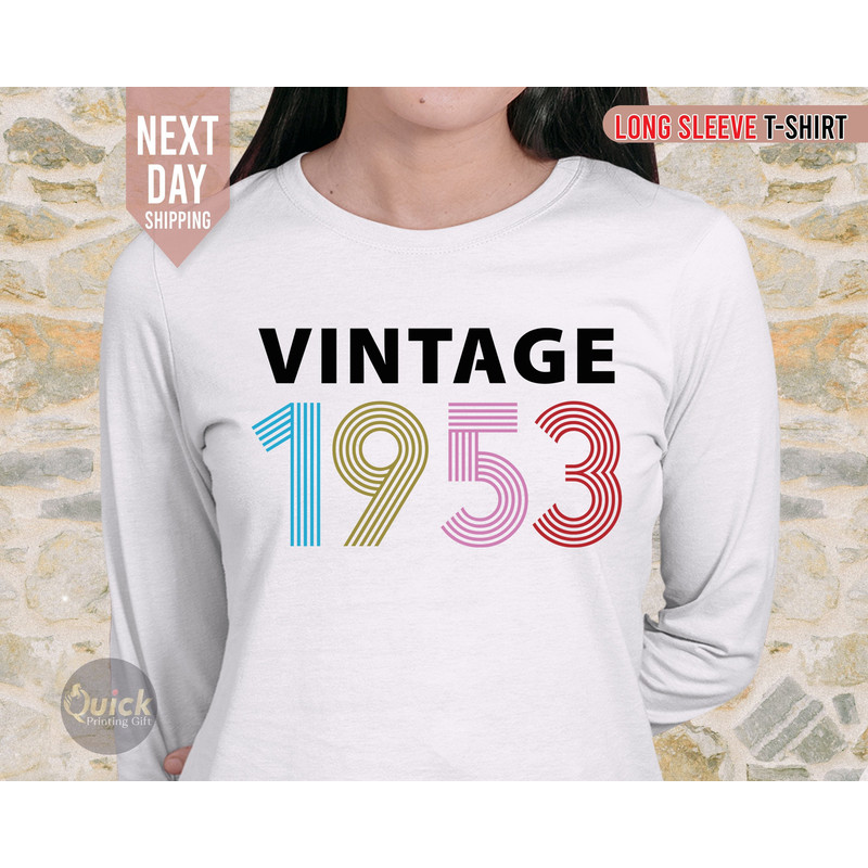 70th Birthday Long sleeve Tshirt, Vintage Birthday Shirt 2023, 70th Birthday Gifts for women, Vintage 1953 Birthday gift shirt, Birthday top.jpg