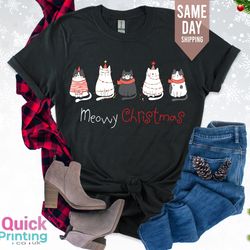 cat lover christmas shirt, funny christmas tshirt, meow christmas shirt, animal lover tee, cat lover gift women, christm