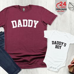 daddy and daddys boy matching t-shirts, dad present, fathers day matching t shirts  babygrow, dad daughter son matching