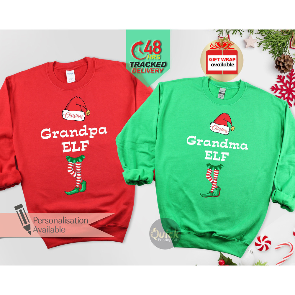 Elf Christmas Sweatshirt, Family Christmas Shirts, Funny Christmas Jumper, Grandma Elf Shirt, Christmas gift for Funny Grandpa.jpg