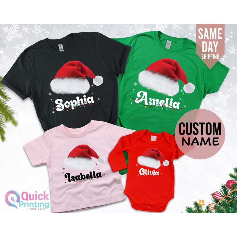 Family Christmas Shirt, Christmas Hat Shirt, Custom Christmas Tee, Matching Family Christmas Shirts,Family Christmas Name Shirt,Kids T shirt.jpg