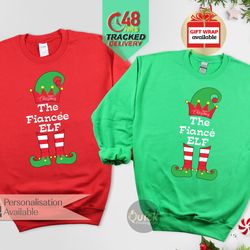 fiance fiancee christmas sweatshirt, matching couple christmas jumper, first christmas gift for fiancee, christmas gift
