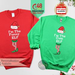 funny elf christmas jumper, matching family christmas sweaters, cute christmas sweatshirt, christmas eve family gifts