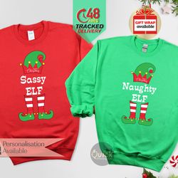 funny matching family christmas sweatshirt, im the sassy elf, naughty elf, boss elf, cute elf, funny elf christmas jumpe