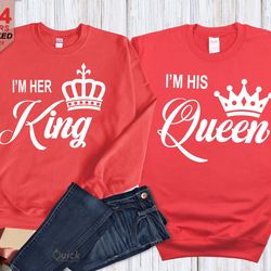 her king his queen sweatshirts, matching christmas jumpers for women men, couple christmas sweaters,  christmas gifts fo