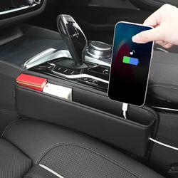 universal car seat gap organizer pu leather auto console side pocket seat