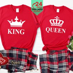 matching his and hers king queen tartan pyjamas for him and her valentines gift boyfriend girlfriend couple matching chr