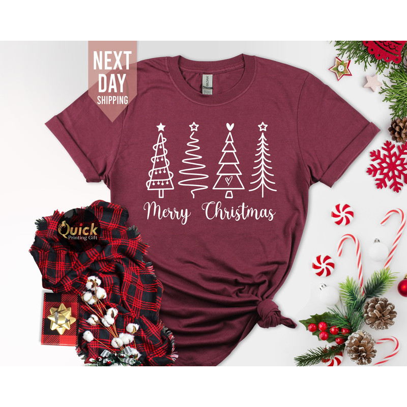 Merry Christmas Tree Tshirts, Matching Family Christmas Outfit, Cute Christmas Shirts for Women Men, Holiday Shirt, Xmas Gift 2023.jpg