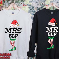mr mrs christmas couple sweatshirt, newlywed christmas shirts, christmas gift for husband wife