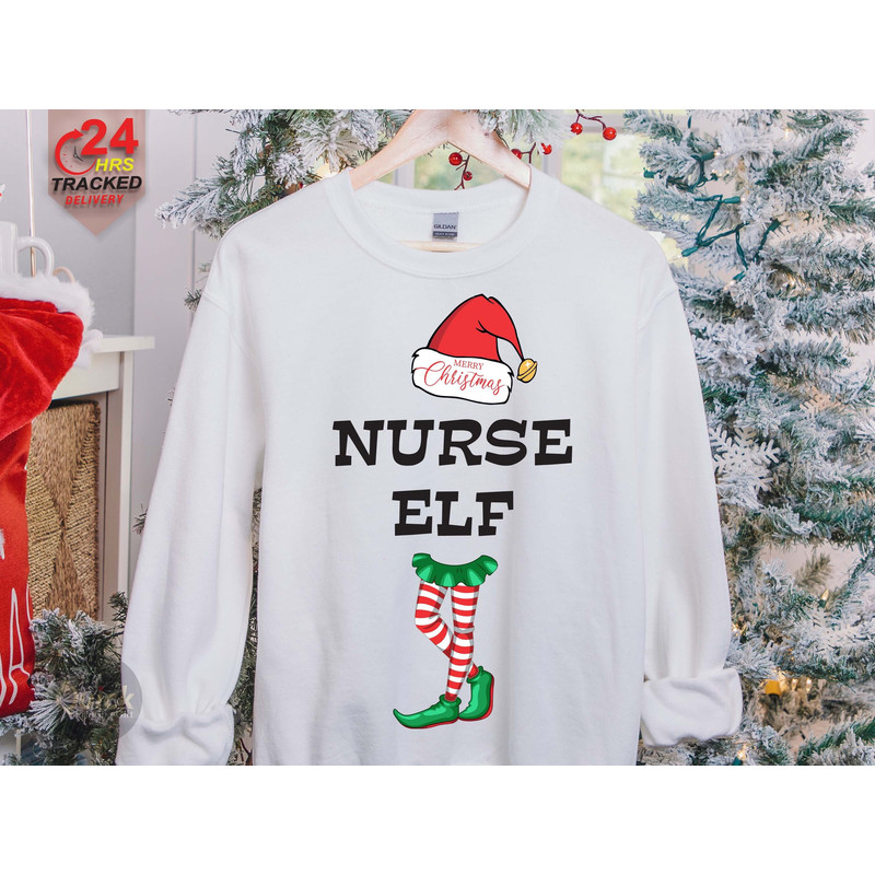 Nurse Elf Christmas Shirt, Doctor Christmas Jumper, Christmas Profession Sweatshirt, Christmas Gift for Nurse.jpg