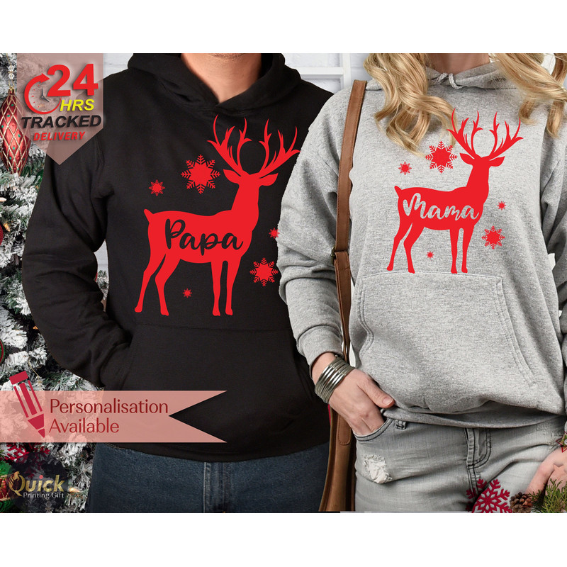 Personalised Christmas Couple Hoodies, Matching Christmas Reindeer Hoodies, Christmas Hoodies for Women Men, Christmas Gifts for her him.jpg