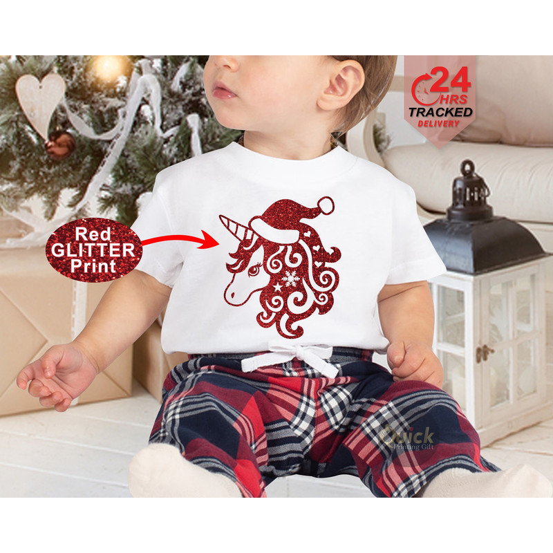 Personalised Christmas Matching kids Tshirts, Reindeer Tshirt, Girls Gifts, Matching Family Tshirts, Personalised Unicorn Christmas T-Shirt.jpg