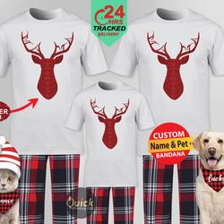 personalised christmas pyjamas uk, matching family christmas pyjamas 2022, reindeer christmas tshirt, couple pajamas, xm