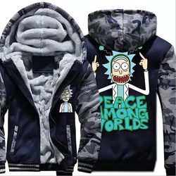 man&8217s cartoon rick and morty printing zip up hoodie outerwear
