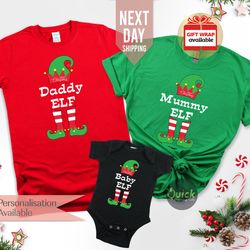 Personalised Family Matching Christmas Elf Shirts, Custom Elf Shirts, Daddy Mummy Baby Elf Shirt, Funny Christmas Tshirt