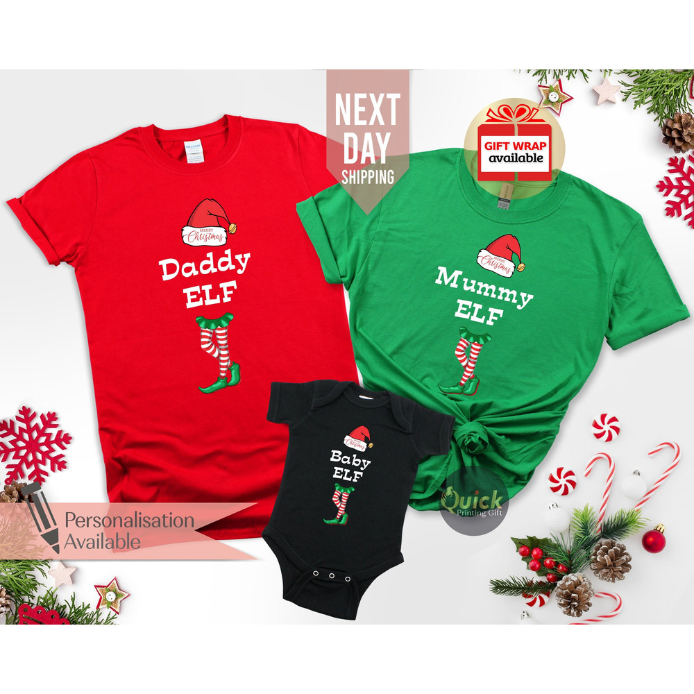 Personalised Family Matching Christmas Elf Shirts, Custom Elf Shirts, Daddy Mummy Baby Elf Shirt, Funny Christmas Tshirt, Xmas Gift Dad Mum 1.jpg