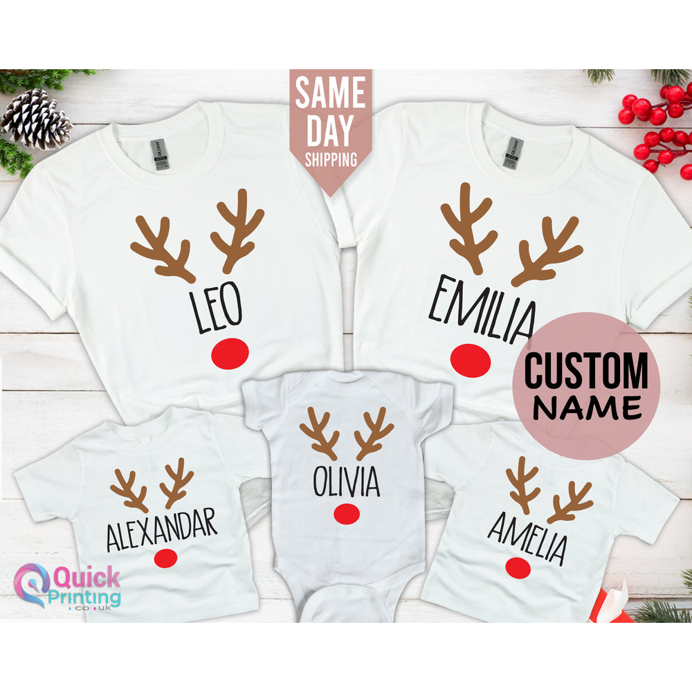 Personalized Reindeer Family Shirts, Personalized Family Matching Shirts, Custom Xmas Shirt , Kids Tshirt, Funny Christmas Gift.jpg