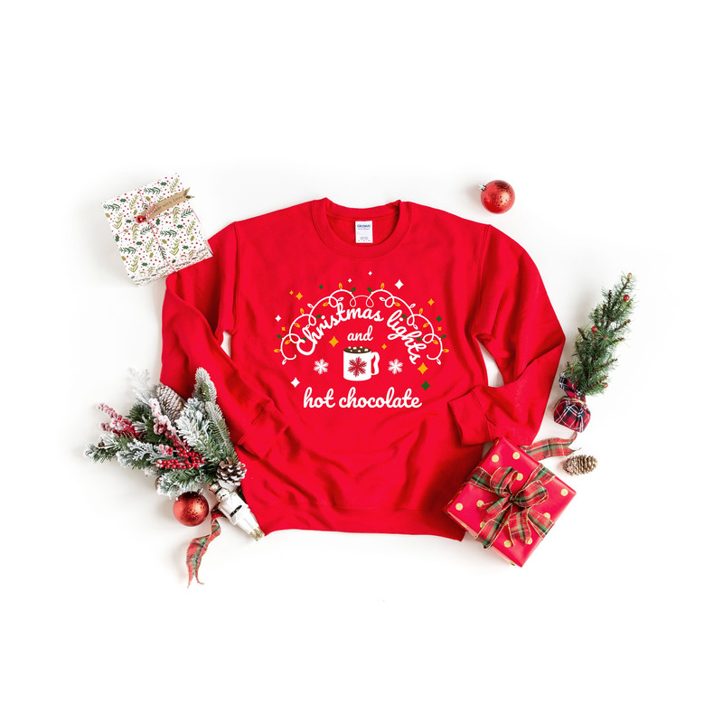 Christmas lights and hot chocolate jumper  2020 Christmas family jumper  Unisex Adult & Kids sizes  Funny Matching Family sweatshirt.jpg
