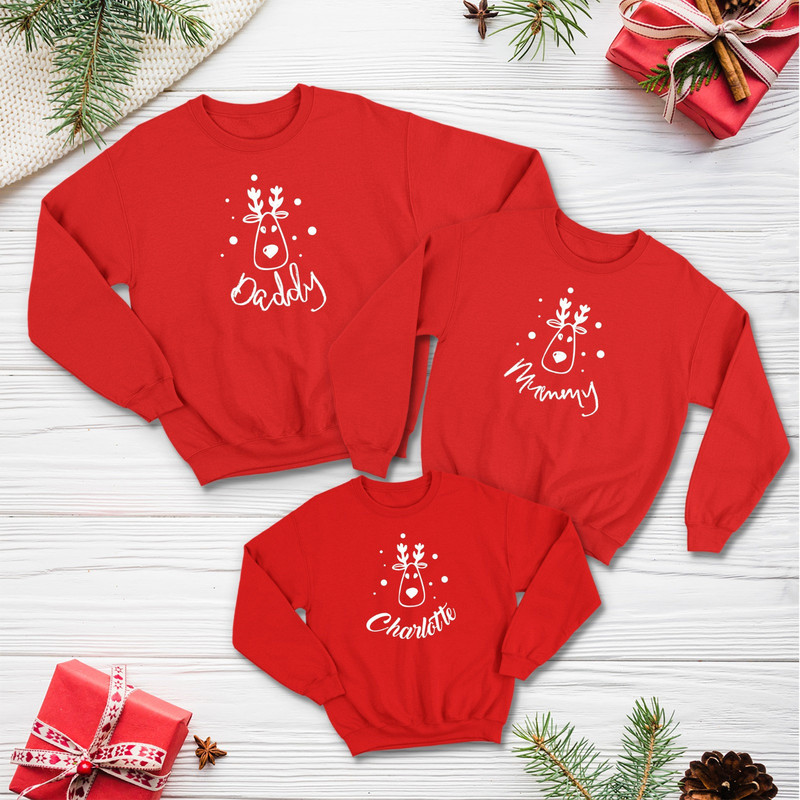 Cute Reindeer Matching Family Christmas jumper set Family Christmas sweatshirt Matching Family Christmas jumper Festive family set.jpg