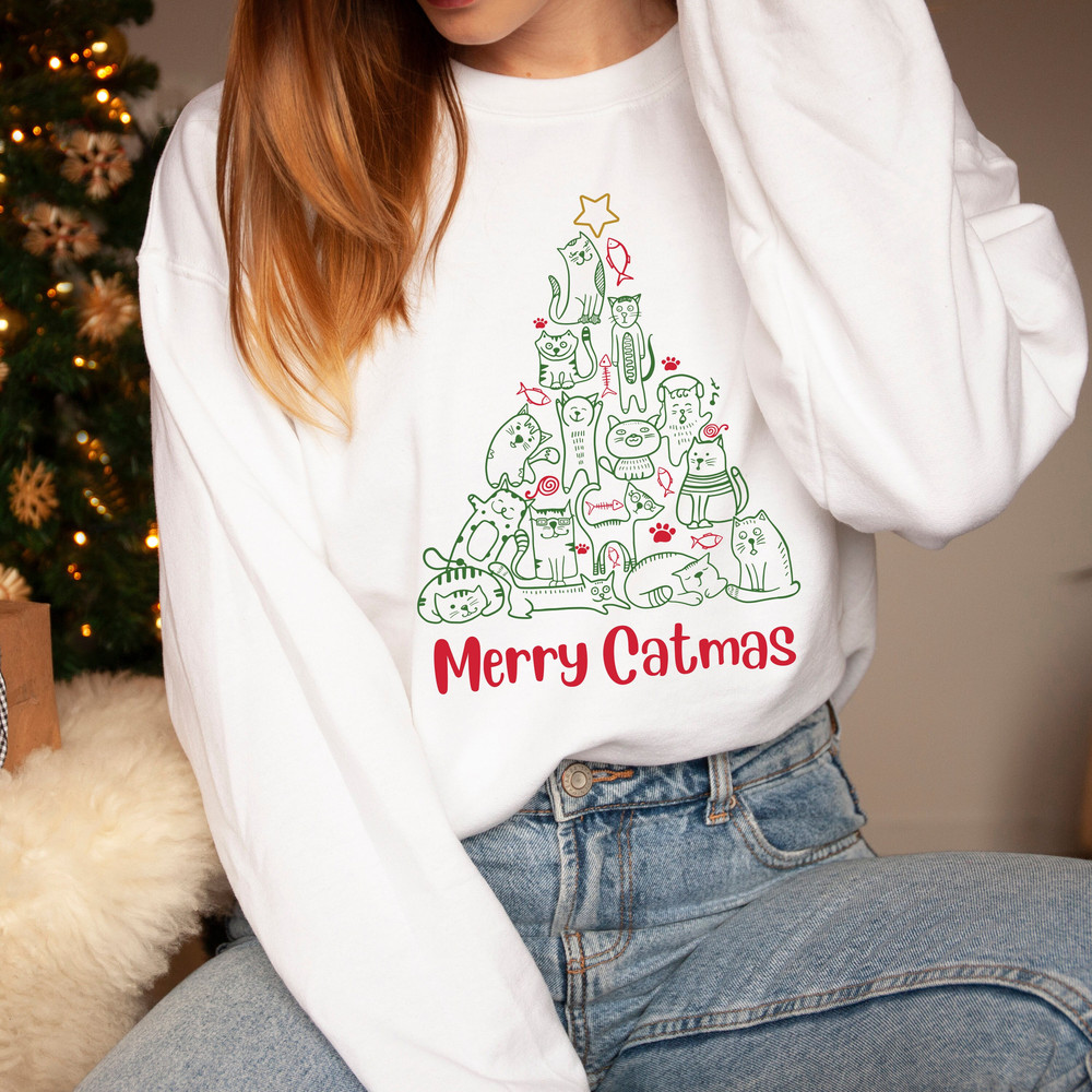 Merry Catmas Christmas tree jumper Unisex Adult & Kids sizes Cat owner gift Matching Family Cute Catlover Shirt for Women, girl.jpg