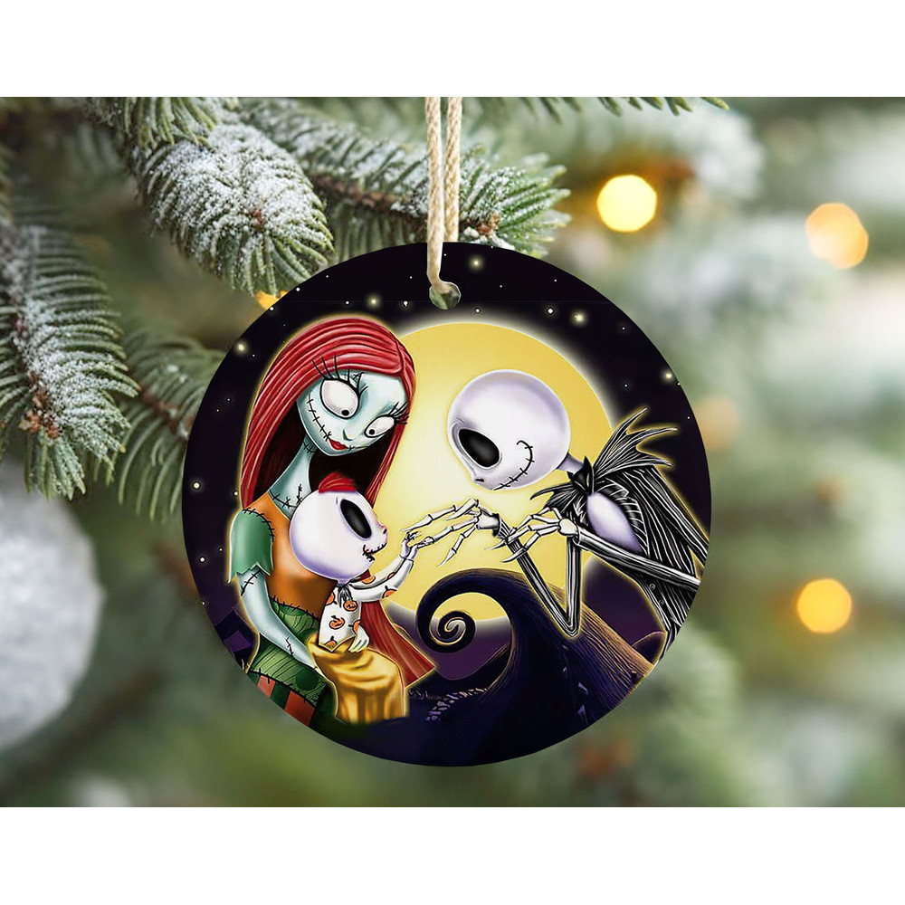 Disney Nightmare Before Christmas Ornament, Jack Skellington Ceramic Ornament, Married Christmas Tree Decor, Couple Gift.jpg