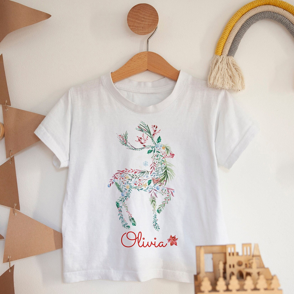 Personalised Christmas kids name t-shirt Reindeer Xmas boy girl t shirt, top Gift for kids, daughter, granddaughter, nephew.jpg
