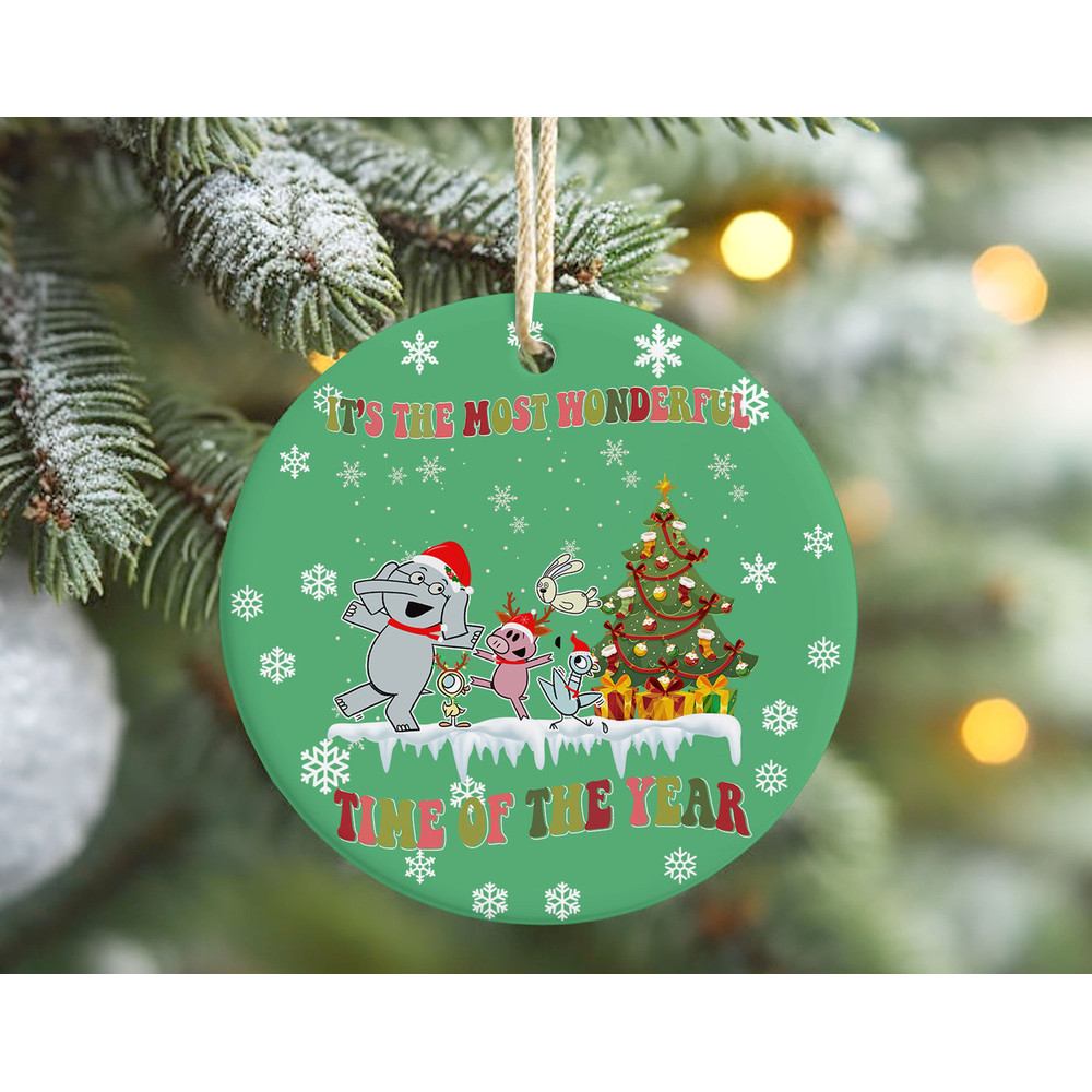 Elephant and Piggie Christmas Ornament, Mo Willems Reading Book Lover Gift, Christmas Tree Decor Teacher Gift.jpg