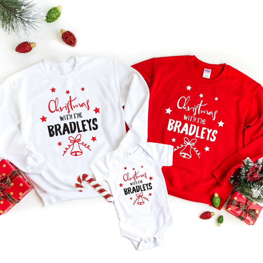 Personalised family name Christmas jumper  Unisex Adult & Kids size sweatshirt  Matching Family Xmas jumpers  Festive family jumper set.jpg